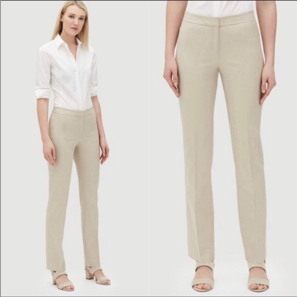 Lafayette 148‎ tan cream virgin wool blend trouser size 10